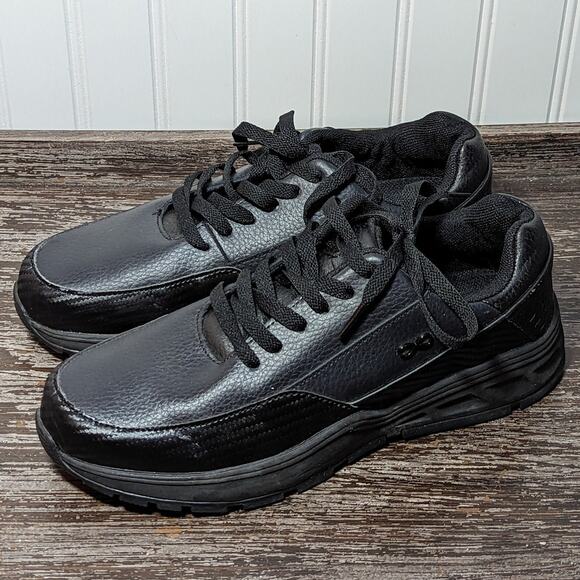 Infinity By Cherokee Women's Black Flow Faux Leather Lace Up Work Sneaker Size 9 - Picture 3 of 7